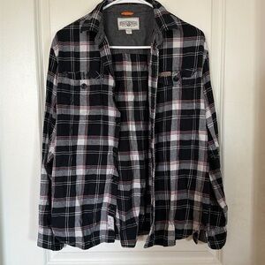 Black and white flannel with red detail